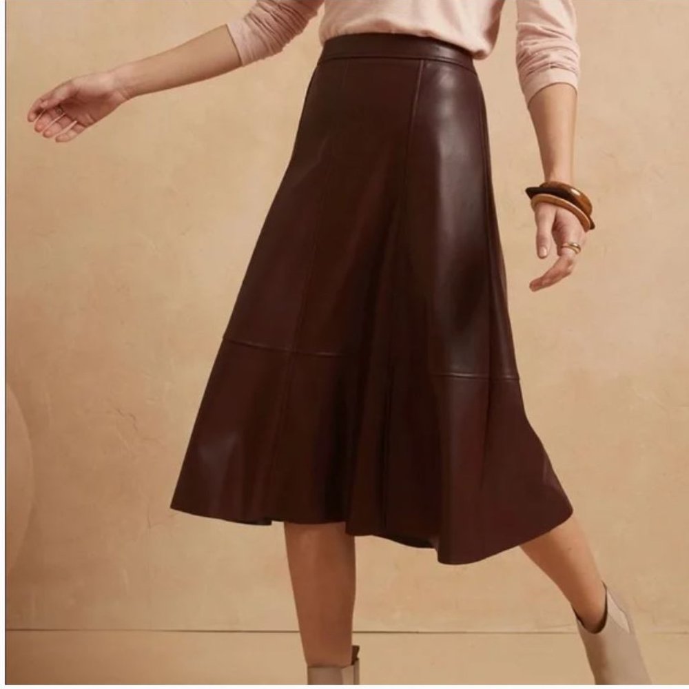 NWT Banana Republic Vegan Leather Midi Skirt